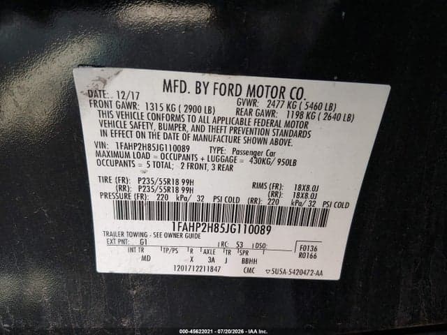 2018 FORD TAURUS SEL 9