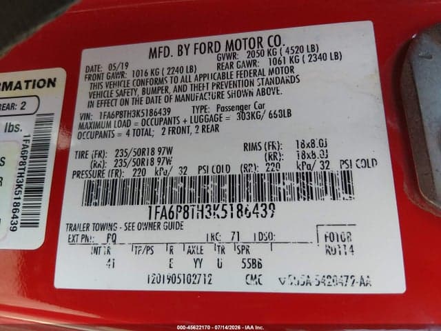 2019 FORD MUSTANG ECOBOOST PREMIUM 9