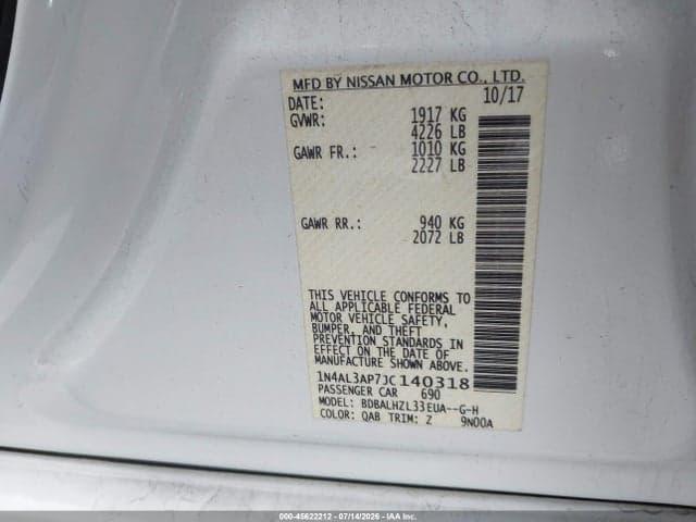 2018 NISSAN ALTIMA 2.5 SR 9