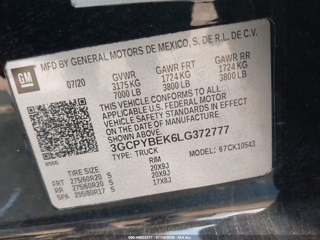 2020 CHEVROLET SILVERADO 1500 4WD SHORT BED CUSTOM 9