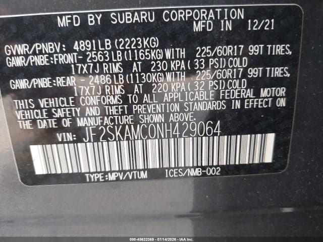 2022 SUBARU FORESTER WILDERNESS 9