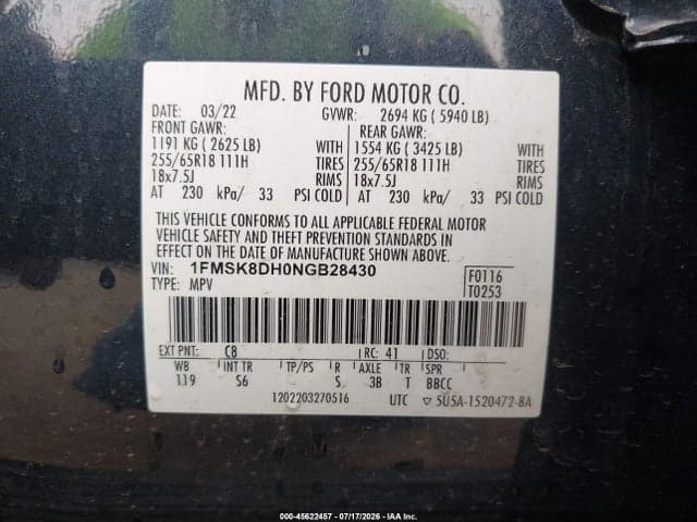 2022 FORD EXPLORER XLT 9
