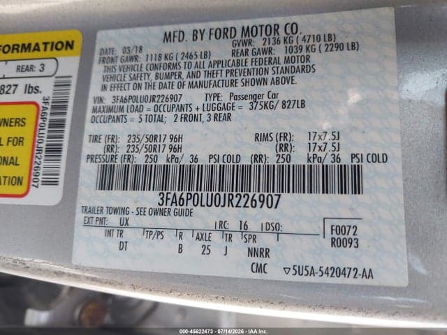 2018 FORD FUSION HYBRID SE 9