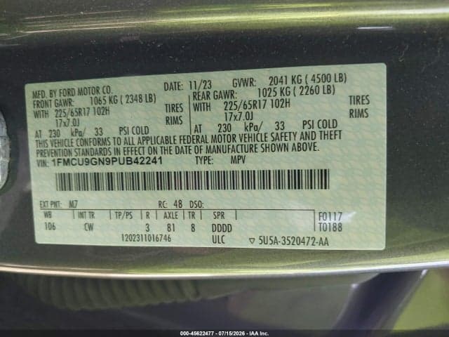 2023 FORD ESCAPE ACTIVE 9
