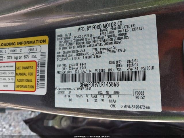 2020 FORD FUSION SE 9