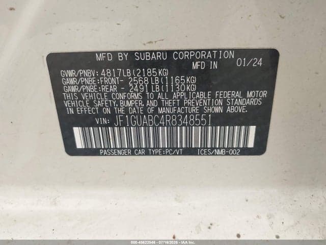 2024 SUBARU IMPREZA BASE 5-DOOR 9