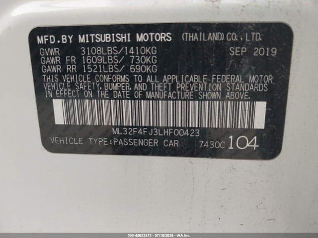 2020 MITSUBISHI MIRAGE G4 SE 9