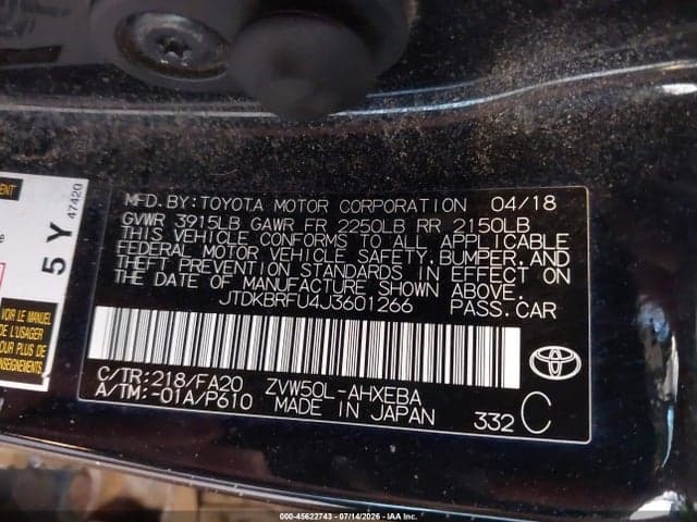 2018 TOYOTA PRIUS TWO 9