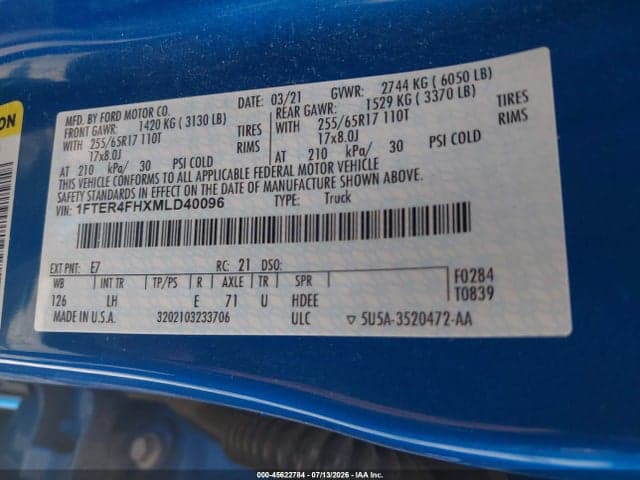 2021 FORD RANGER XL 9