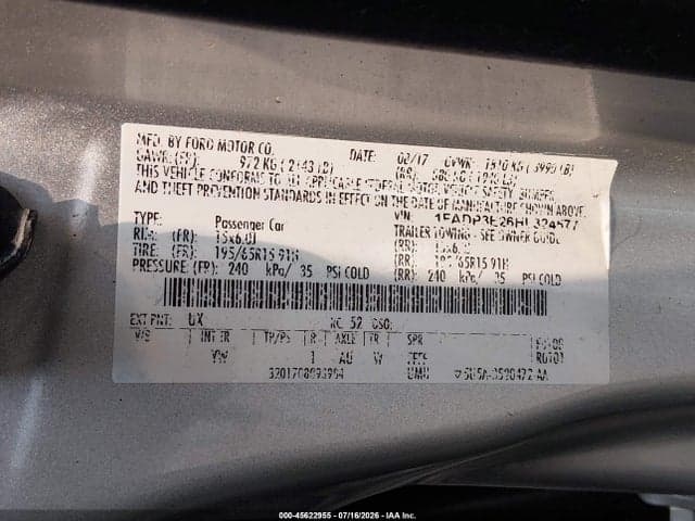 2017 FORD FOCUS S 9