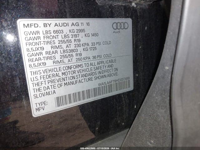 2017 AUDI Q7 3.0T PREMIUM 9