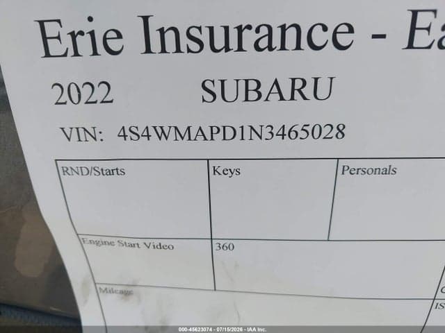 2022 SUBARU ASCENT LIMITED 9