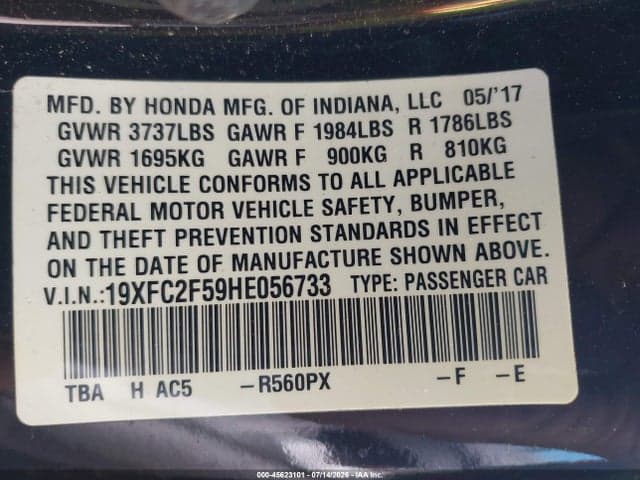 2017 HONDA CIVIC LX 9