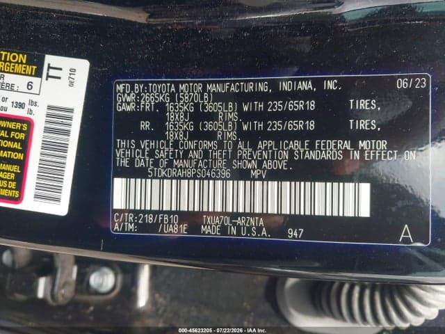 2023 TOYOTA HIGHLANDER LE FWD LE 9