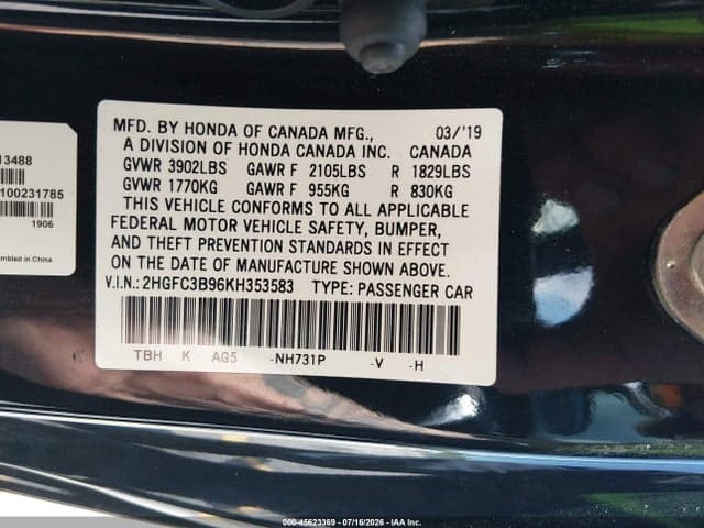 2019 HONDA CIVIC TOURING 9