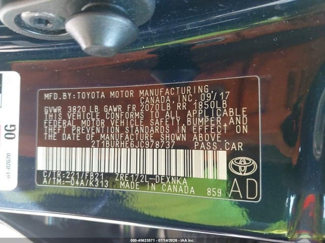 2018 TOYOTA COROLLA LE 9