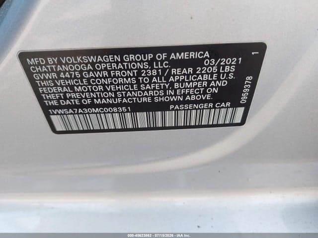 2021 VOLKSWAGEN PASSAT 2.0T SE 9