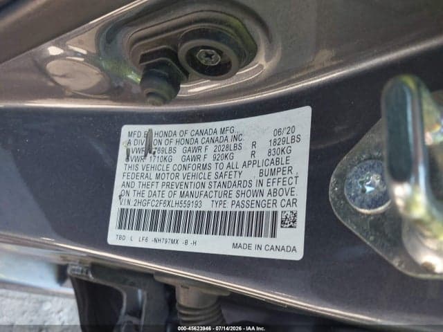 2020 HONDA CIVIC LX 9