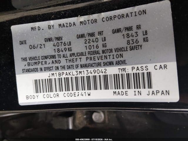 2021 MAZDA MAZDA3 SELECT 9