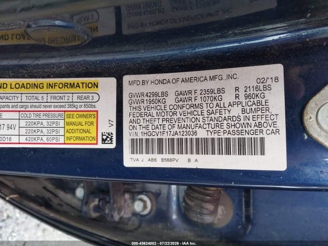 2018 HONDA ACCORD LX 9