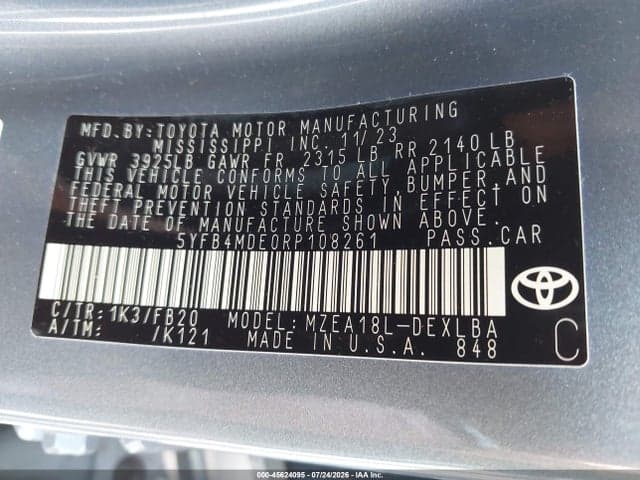 2024 TOYOTA COROLLA LE 9