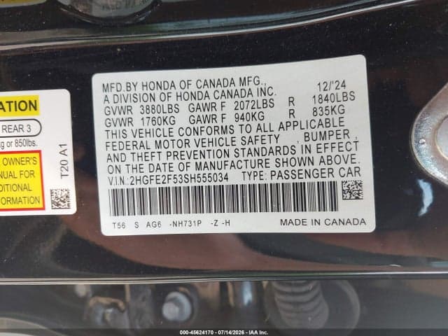 2025 HONDA CIVIC SPORT 9