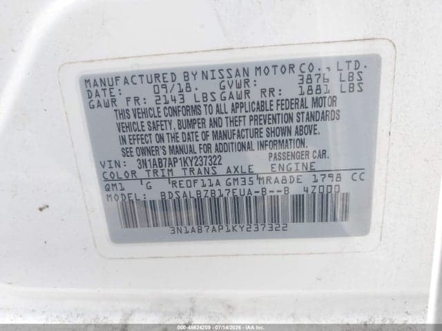 2019 NISSAN SENTRA S 9