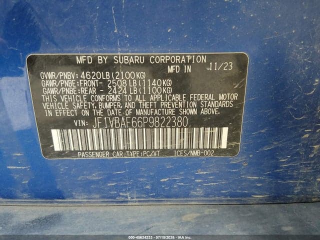 2023 SUBARU WRX PREMIUM 9