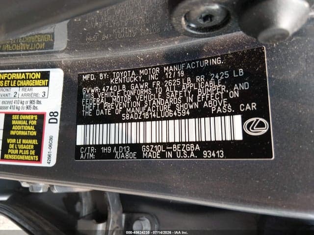 2020 LEXUS ES 350 9