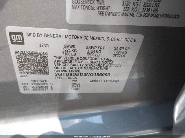 2022 GMC SIERRA 1500 LIMITED 4WD SHORT BOX SLT 9