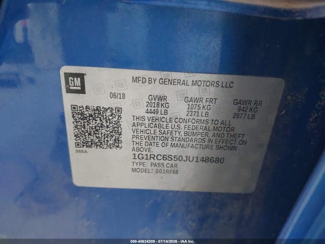 2018 CHEVROLET VOLT LT 9