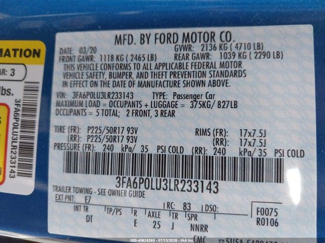 2020 FORD FUSION HYBRID SE 9