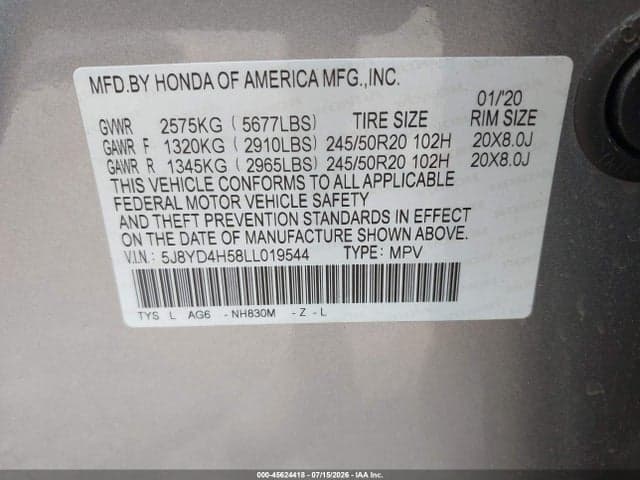 2020 ACURA MDX TECHNOLOGY PACKAGE 9