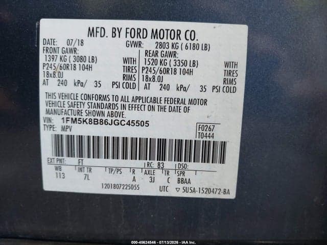 2018 FORD EXPLORER 9