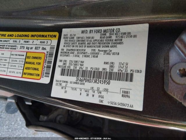 2018 FORD FUSION SE 9