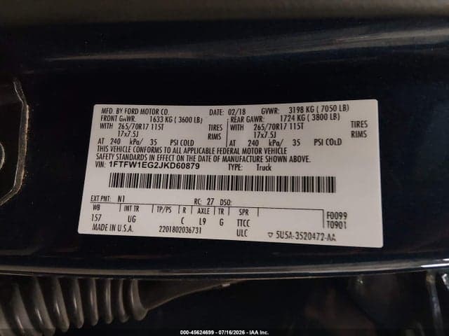 2018 FORD F-150 KING RANCH/LARIAT/LIMITED/PLATINUM/XL/XLT 9
