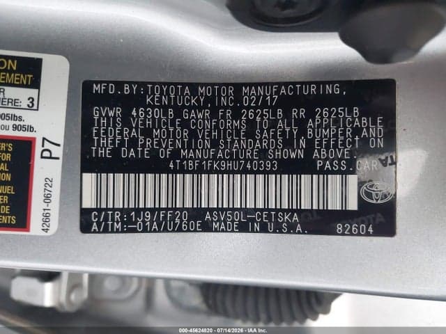 2017 TOYOTA CAMRY SE 9