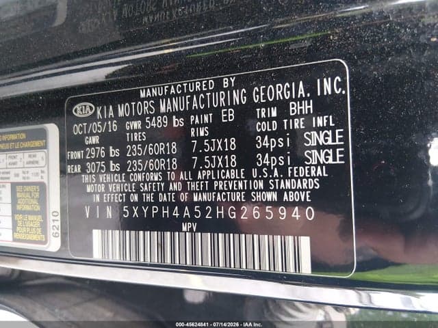 2017 KIA SORENTO 3.3L EX 9