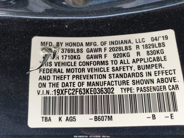 2019 HONDA CIVIC LX 9