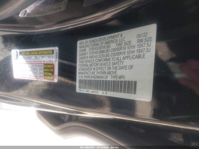 2022 HONDA ODYSSEY TOURING 9