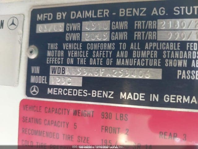 1985 MERCEDES-BENZ 300 CDT 9