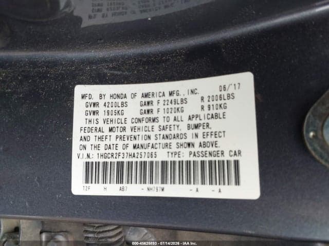 2017 HONDA ACCORD LX 9