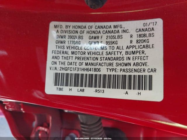 2017 HONDA CIVIC EX-T 9