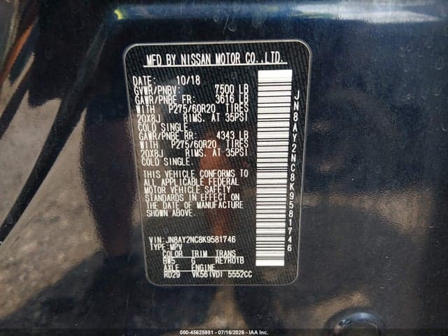2019 NISSAN ARMADA SL 9