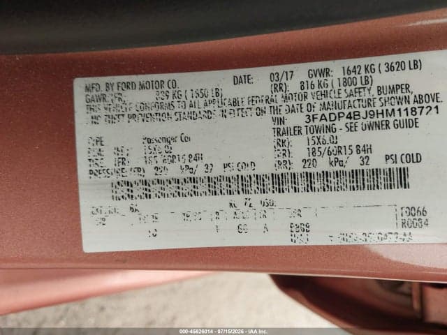 2017 FORD FIESTA SE 9