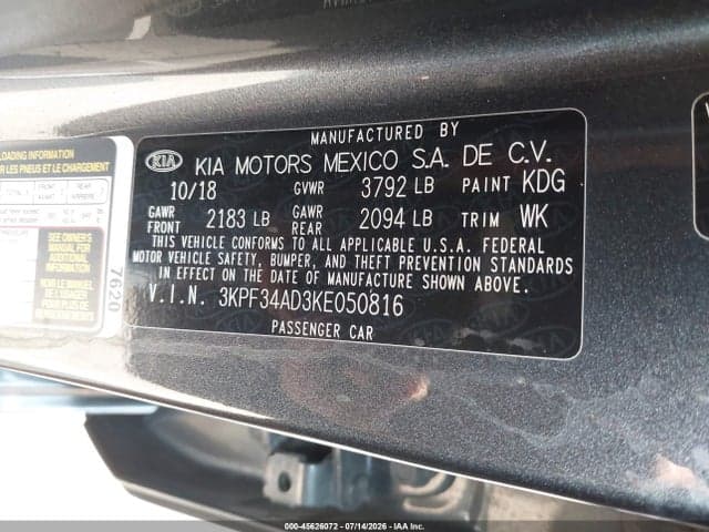 2019 KIA FORTE S 9