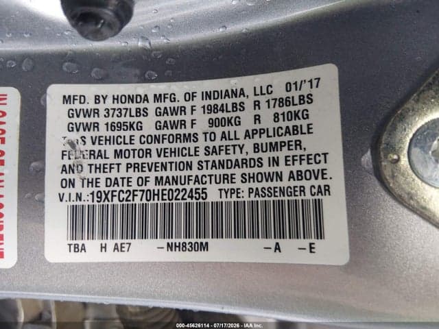 2017 HONDA CIVIC EX 9