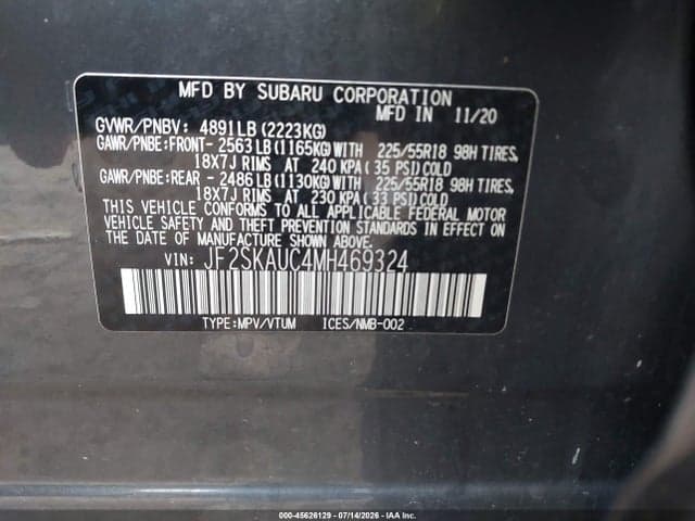 2021 SUBARU FORESTER LIMITED 9