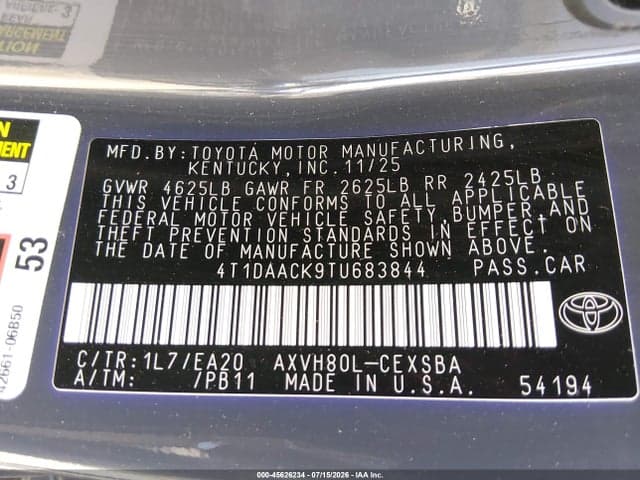 2026 TOYOTA CAMRY SE 9