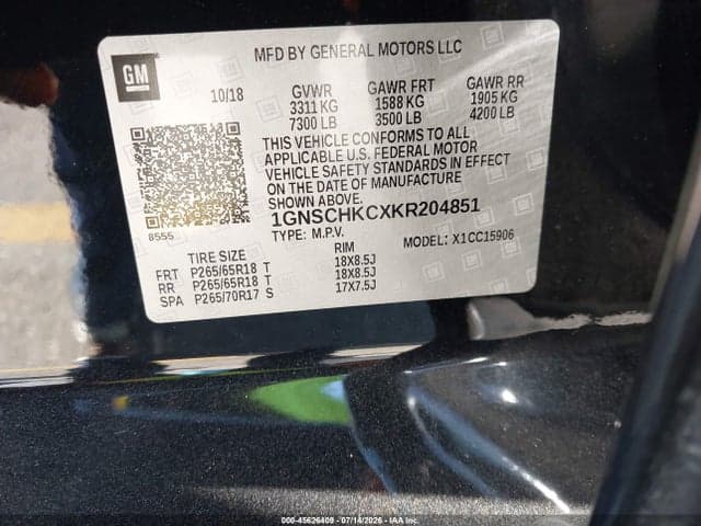 2019 CHEVROLET SUBURBAN LT 9